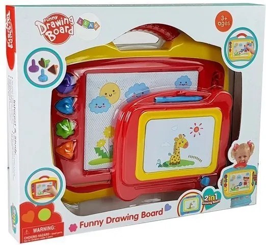 LEAN Toys Magnetická tabuľka na kreslenie s pečiatkami, sada 2 ks, modrá a žltá