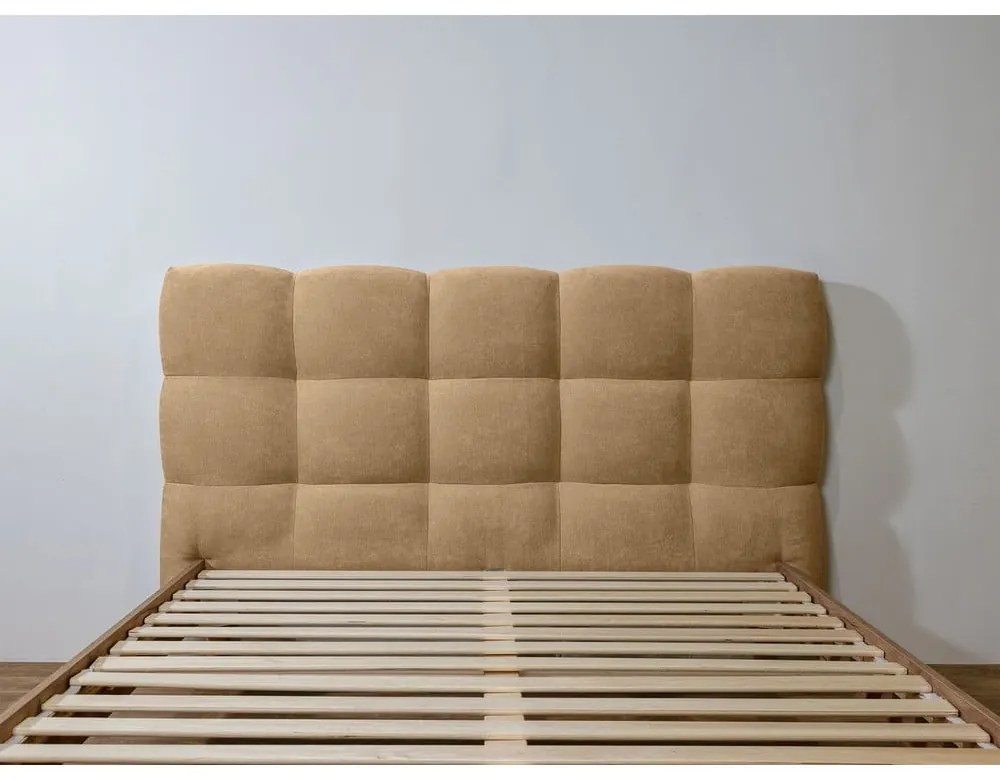 Béžová čalúnená dvojlôžková posteľ s roštom 160x200 cm Kumo – Bobochic Paris