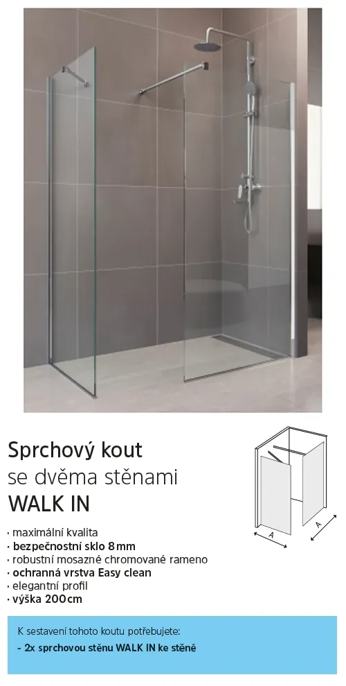 Mereo Mereo, Sprchová stena WALK IN, Novea, chróm ALU, sklo Číre, MER-CK10602H