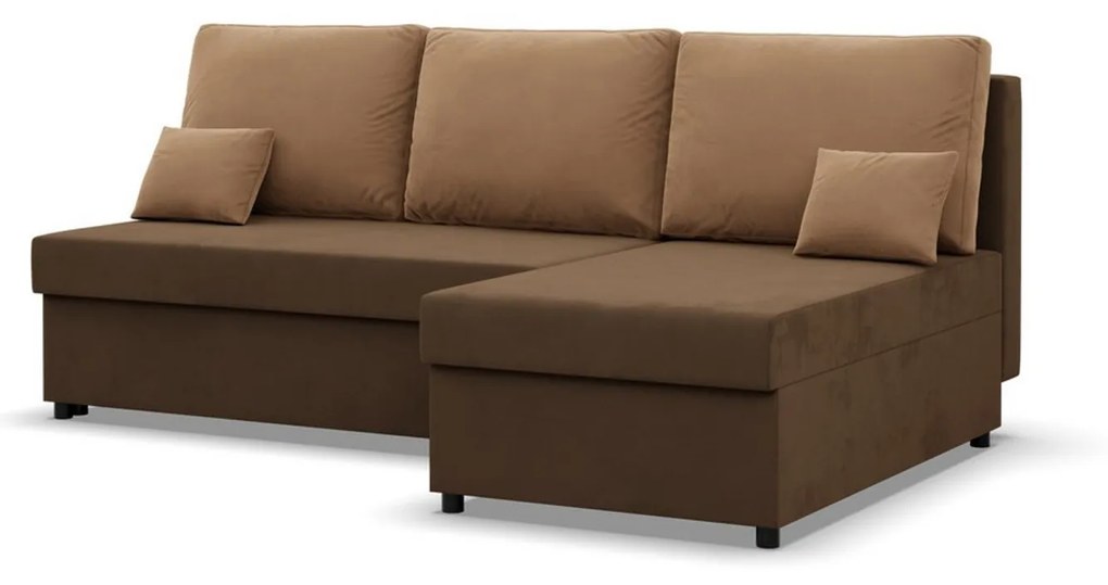 Rohová rozkladacia sedacia súprava DELI Hnedá/hnedá I