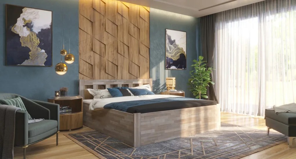 Posteľ s úložným priestorom Tema Box 180x200 cm, šedý buk