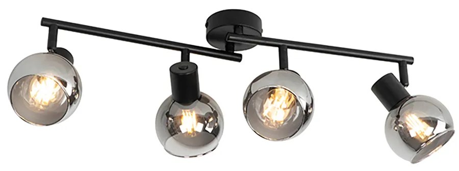 Inteligentné stropné svietidlo čierne s dymovým sklom vrátane 4 Wifi P45 - Vidro