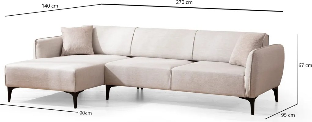 Rohová sedacia súprava Belissimo 270 cm biela ľavá