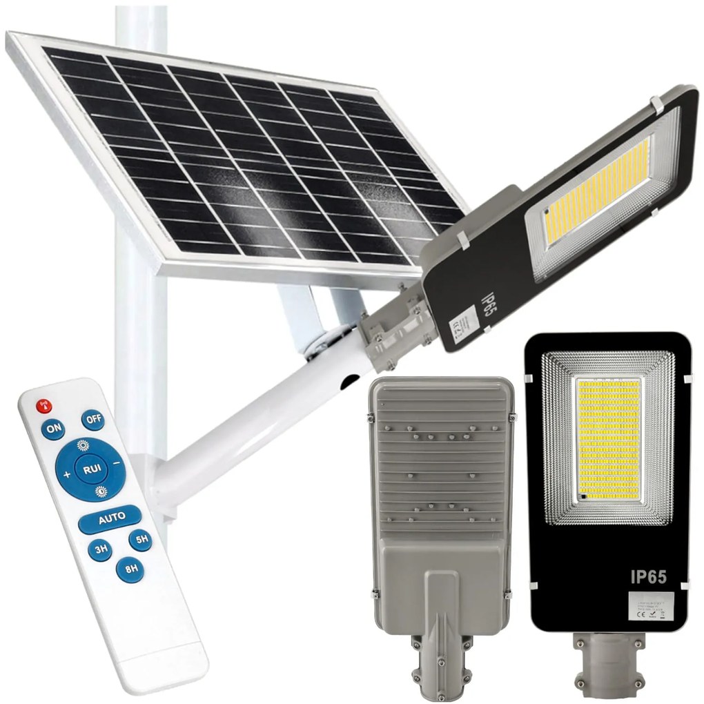 BERGE Solárna pouličná LED lampa AKRA - 200W