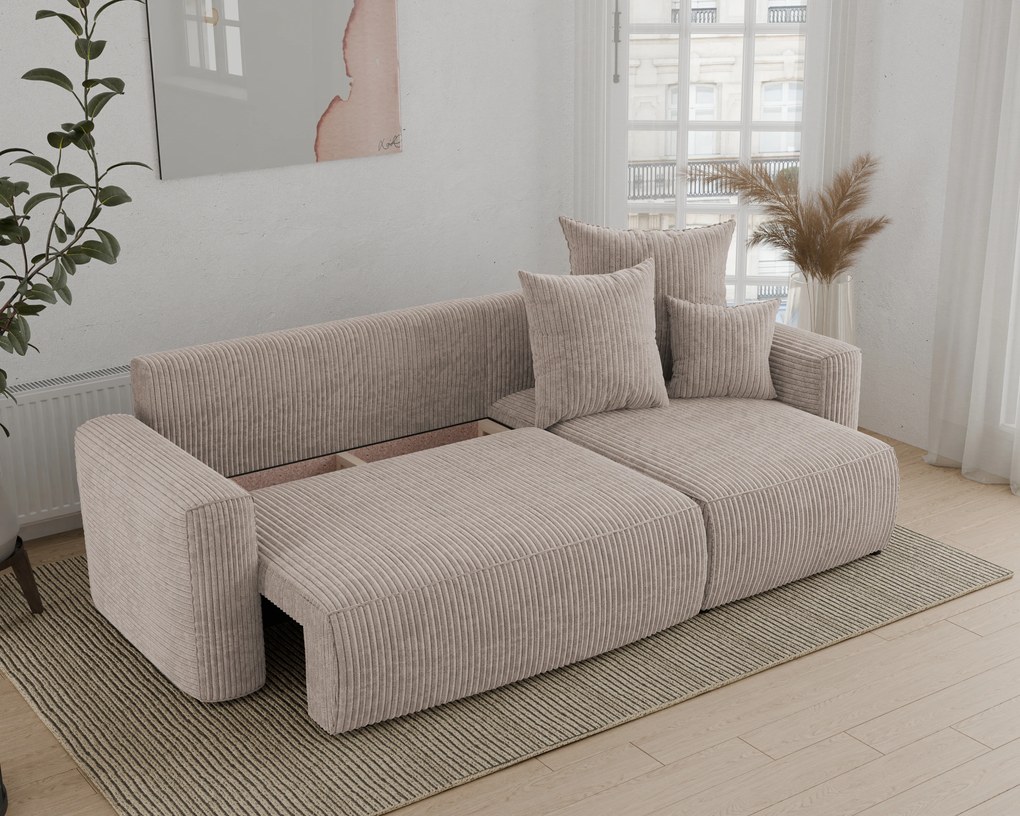 Rohová sedačka Denia (P) (svetlohnedá). Akcia -20%. Vlastná spoľahlivá doprava až k Vám domov. 1133110