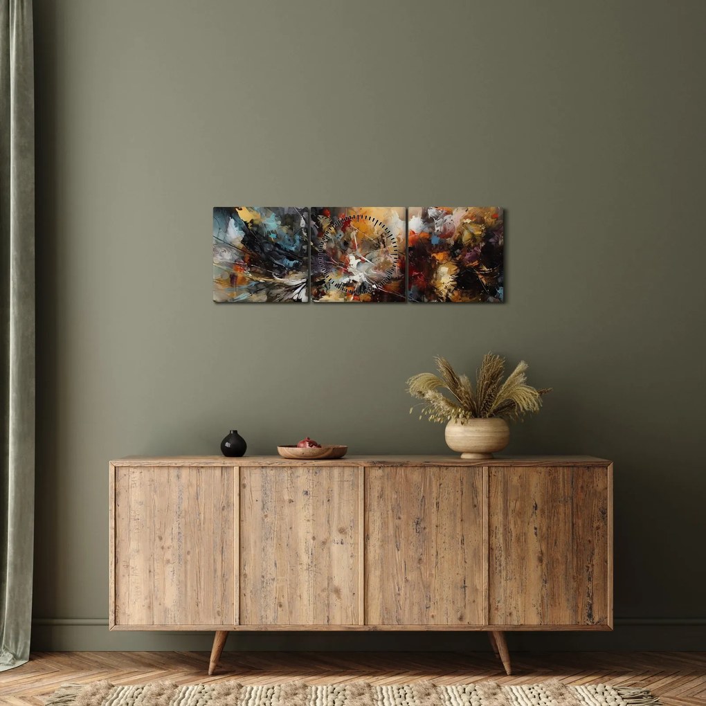 Obraz - Abstraktná grafika (s hodinami) (90x30 cm)