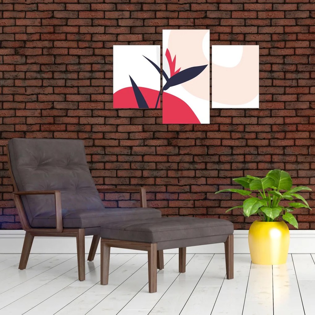 Obraz - Ružová florálna abstrakcia N⁰1 (90x60 cm)