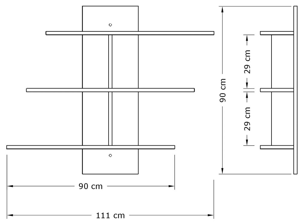 Trojposchodová nástenná polica Lale biela