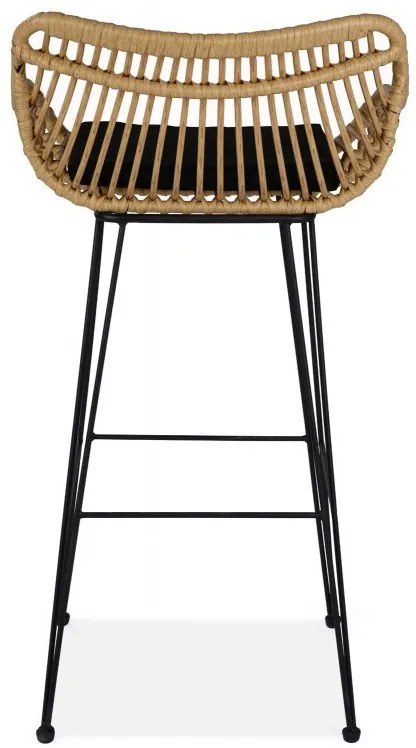 Barová stolička ASTORIA - umelý ratan / čierna