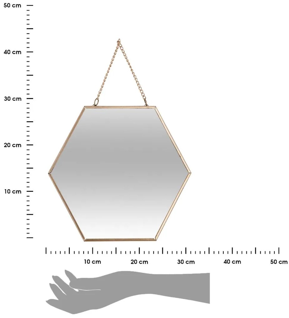 Závesné zrkadlo Hexagon, zlaté, sada 3ks