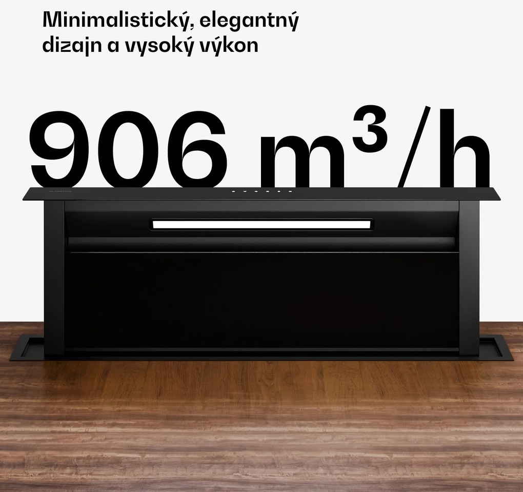 Klarstein Velaire Downdraft-System, Elegantný, minimalistický, výkonný, Energetická trieda A++, 906 m³/h, 90 cm