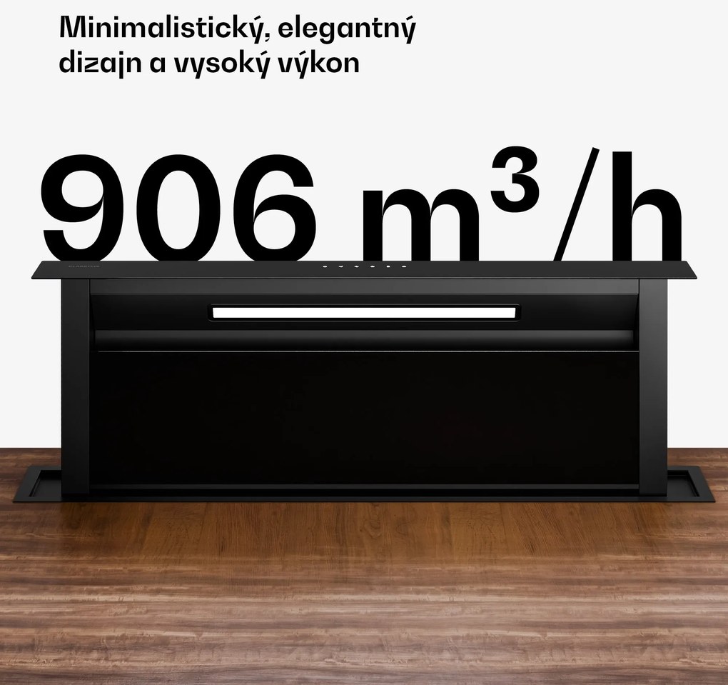 Klarstein Velaire Downdraft systém | Elegantný, minimalistický, výkonný | Trieda A++ | 906 m³/h | 90 cm
