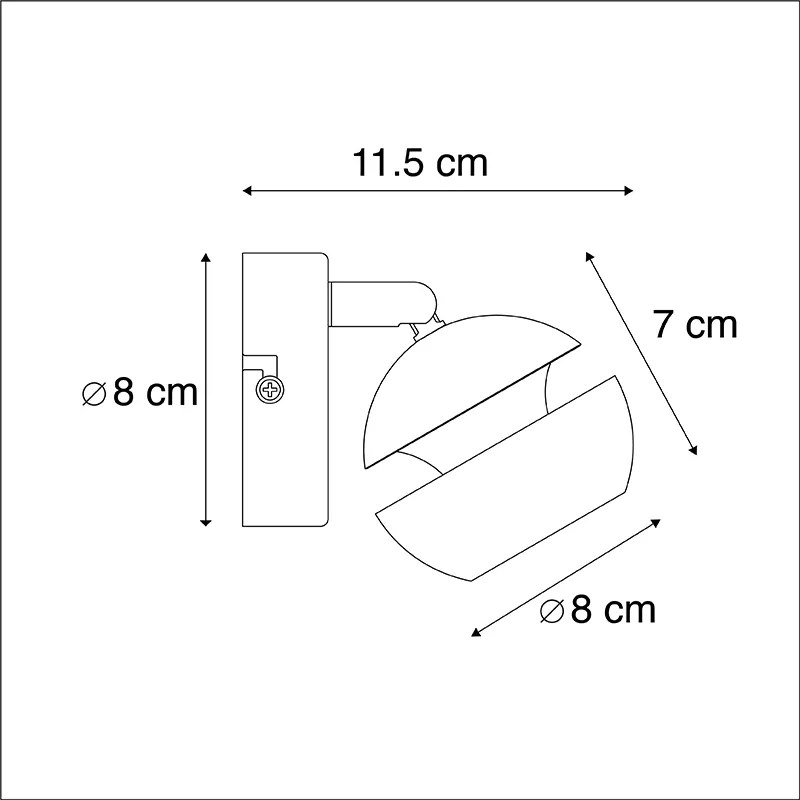 Moderné bodové svetlo 1-žiarovkové čierne so zlatým vnútorným priestorom - Buell Deluxe