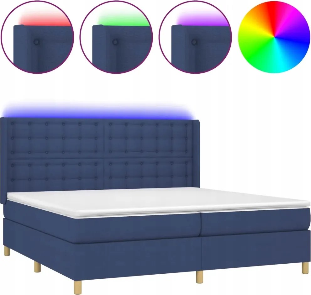 vidaXL Kontinentálna posteľ s matracom, modrá, 200 x 200 cm, látka