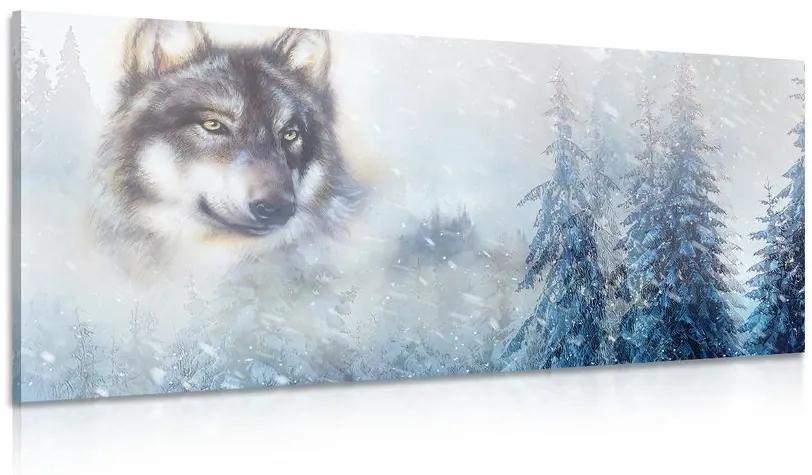 Obraz vlk v zasneženej krajine Varianta: 100x50