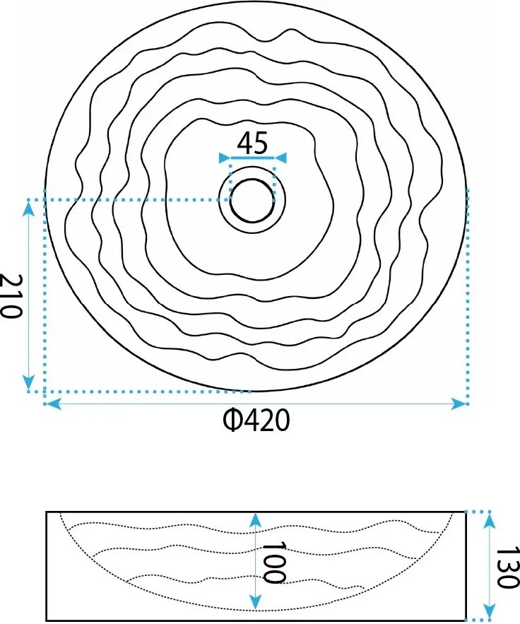 Keramické umývadlo na dosku REA CALLA ø 42 cm, biele