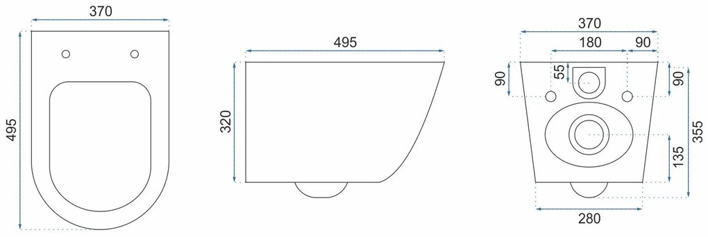 Rea Carlo Mini, závesná WC misa s rimless splachovaním, zlatá-čierna lesklá, REA-C8990
