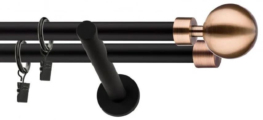 Dekorstudio Garniža dvojradová Guľa MODERN medená MIX čierna-matná 19mm Dĺžka: 220cm, Typ príslušenstva: Bez príslušenstva