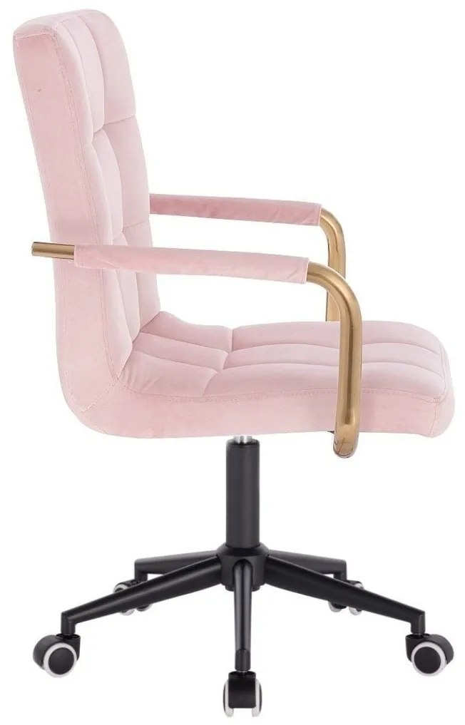LuxuryForm DESIGN Stolička VERONA GOLD VELUR na čiernej podstave s kolieskami - ružová