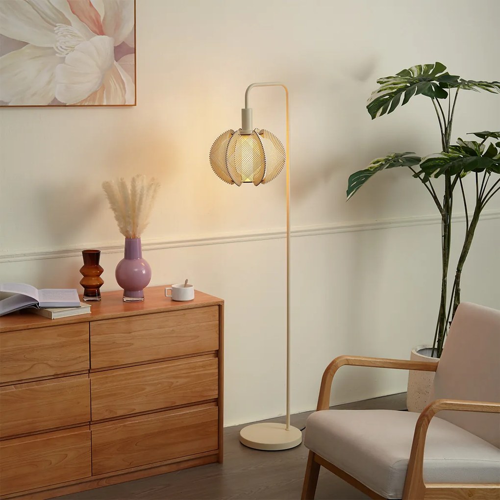 Japandi stojaca lampa béžová s tienidlom - Gertie