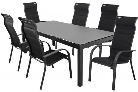 Doppler SALERNO MIAMI antracit - záhradná hliníková súprava 6+1/stôl 150 x 90