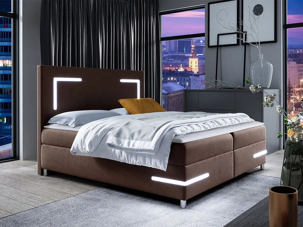 Kontinentálna posteľ Fronasa LED, Rozmer postele: 200x200, Dostupné poťahy: Fresh 04