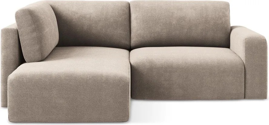 Béžová ženilková rozkladacia/s úložným priestorom rohová pohovka (ľavý roh/do L) Kona – Makamii