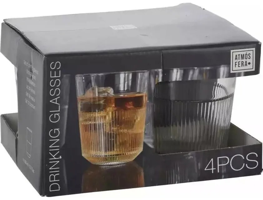 Atmós Fera Súprava pohárov s vrúbkami Old 320 ml, 4 ks