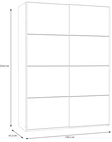 Šatníková skriňa KARO 150x210 cm biela