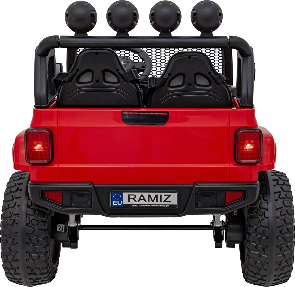Ramiz Terénne autíčko OFF-ROAD 3.0 pre deti červené + diaľkové ovládanie + plynulý štart + pásy + audio LED