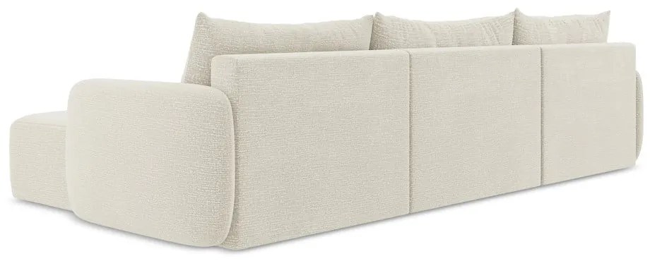 Krémovobiela rozkladacia/s úložným priestorom rohová pohovka Kalena – Makamii