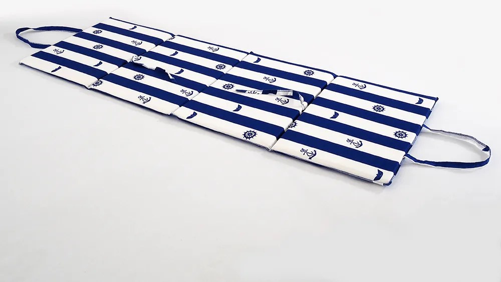 Plážové ležadlo PRUH A KOTVIČKA 137x49 cm, modro-biele