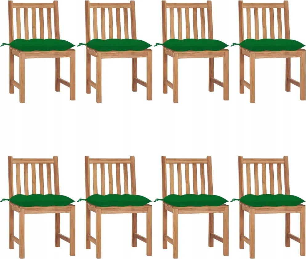 vidaXL Záhradné stoličky 8 ks s podložkami tíkový masív