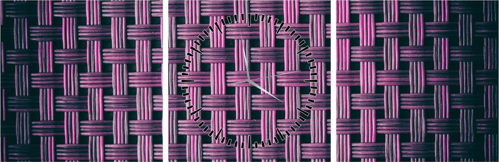 Obraz fialovej textúry (s hodinami) (90x30 cm)