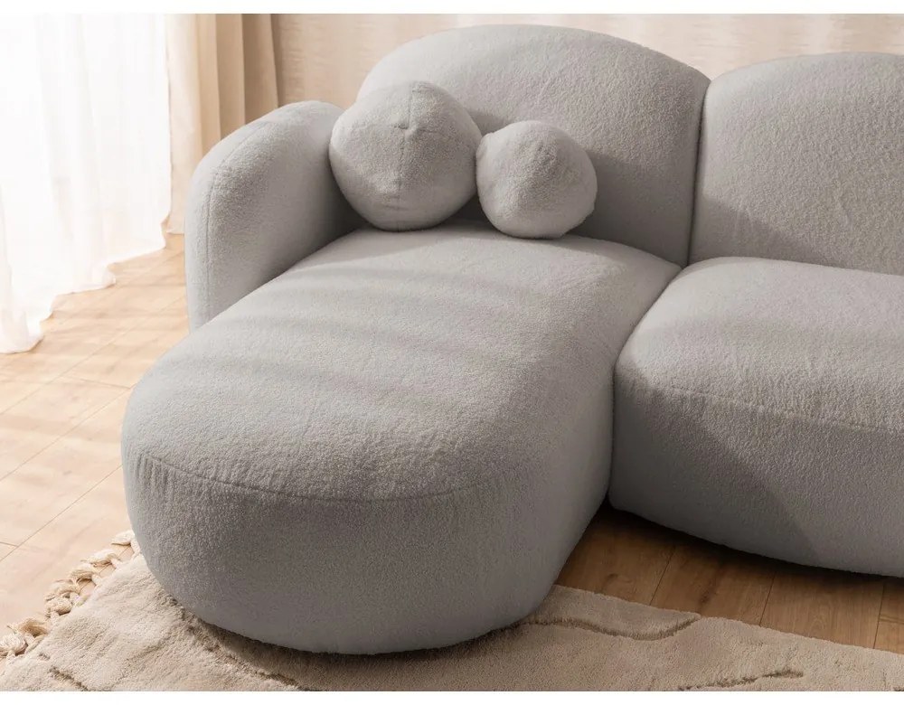 Sivá rohová pohovka z textílie buklé (do tvaru "U") Orbit – Ropez