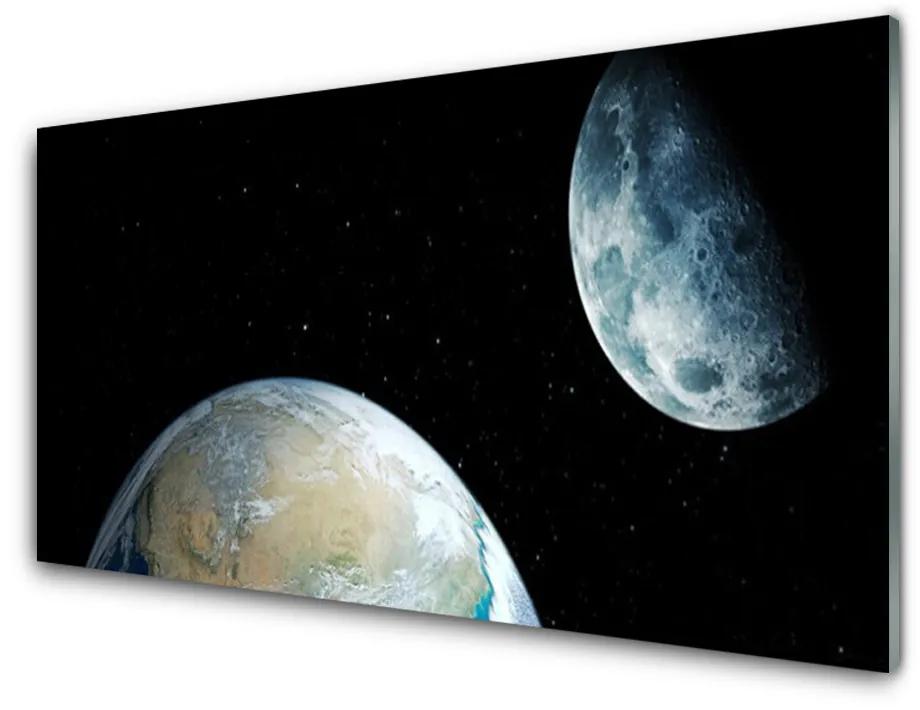 Obraz na skle Mesiac zeme vesmír 140x70 cm