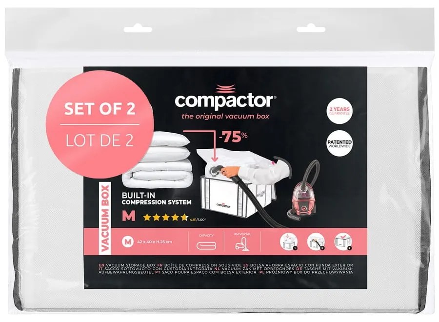 Vákuové/vystužené látkové úložné boxy na oblečenie v súprave 2 ks 42x25x25 cm Life – Compactor