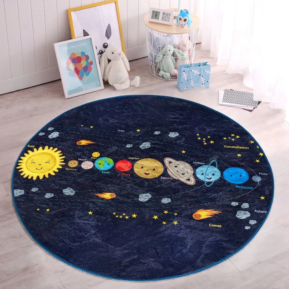 Tmavomodrý detský koberec ø 100 cm Comfort – Mila Home