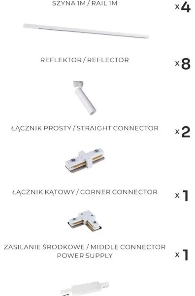 Zuma Line 3589 - Bodové svietidlo v lištovom systéme LULU 8xGU10/35W/230V biela