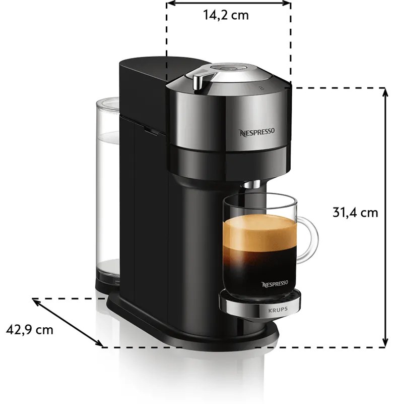 Kapsulový kávovar Krups Nespresso Vertuo Next Chrome XN910C10(použité)