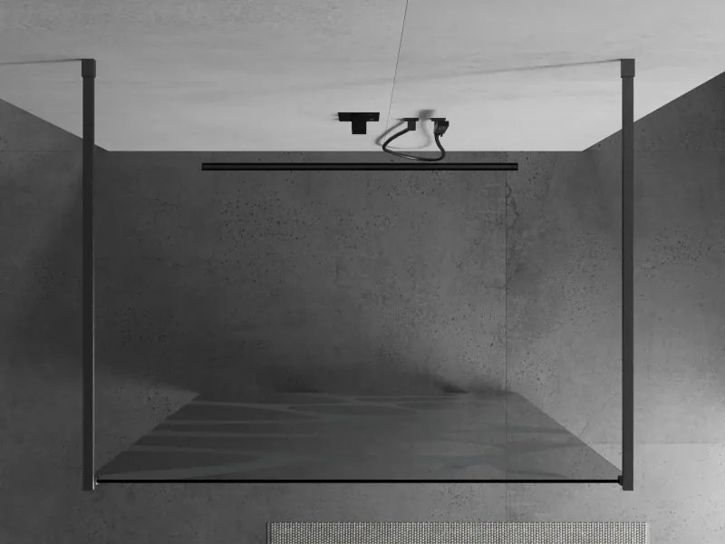 Mexen Kioto, sprchová zástena Walk-In 140 x 200 cm, 8mm číre sklo biely vzor, grafitový profil, 800-140-002-66-97