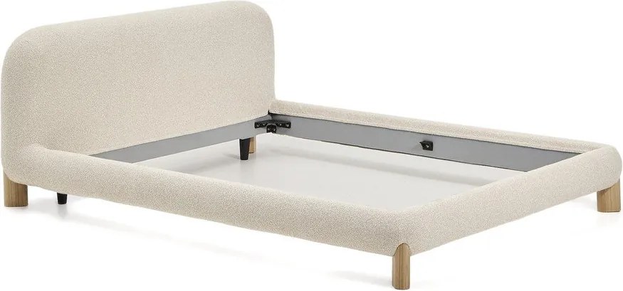 Béžová čalúnená dvojlôžková posteľ bez roštu 160x200 cm Odina – Kave Home