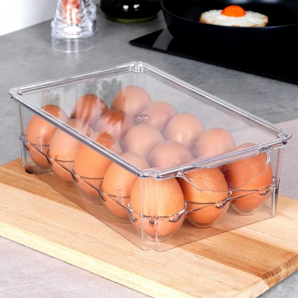 VILDE Úložný box na vajíčka, organizér na 15ks vajec, akryl transparentný