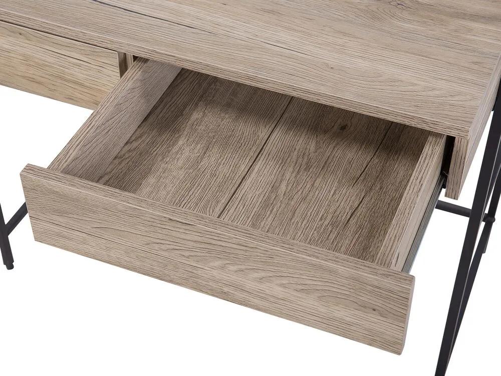 Kancelársky stôl drevo, kov 81 x 60 cm HARROW Beliani