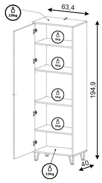 Predsieňová skriňa Bilbao 63,4 cm dub remeselný tabak/grafit