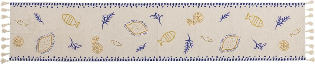 Bloomingville Bavlnený behúň na stôl Maxima Blue 35 × 180 cm