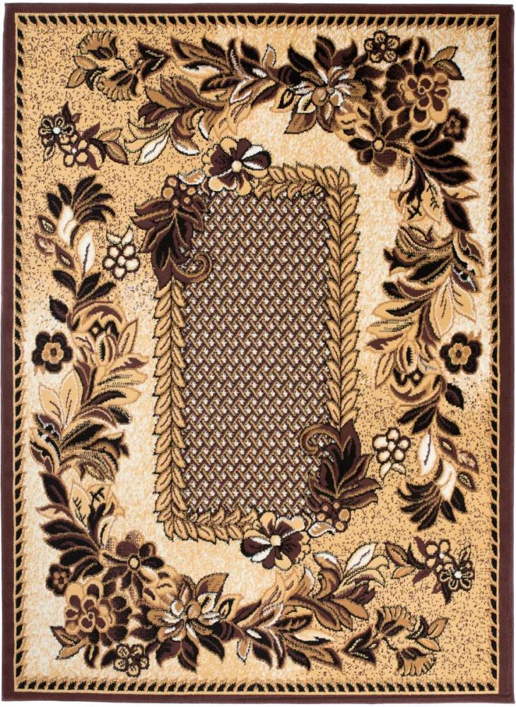 Kusový koberec PP Kvety hnedý, Velikosti 180x250cm