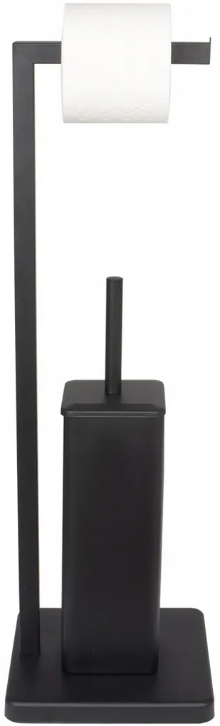 Držiak toaletného papiera s WC štetkou - čierny