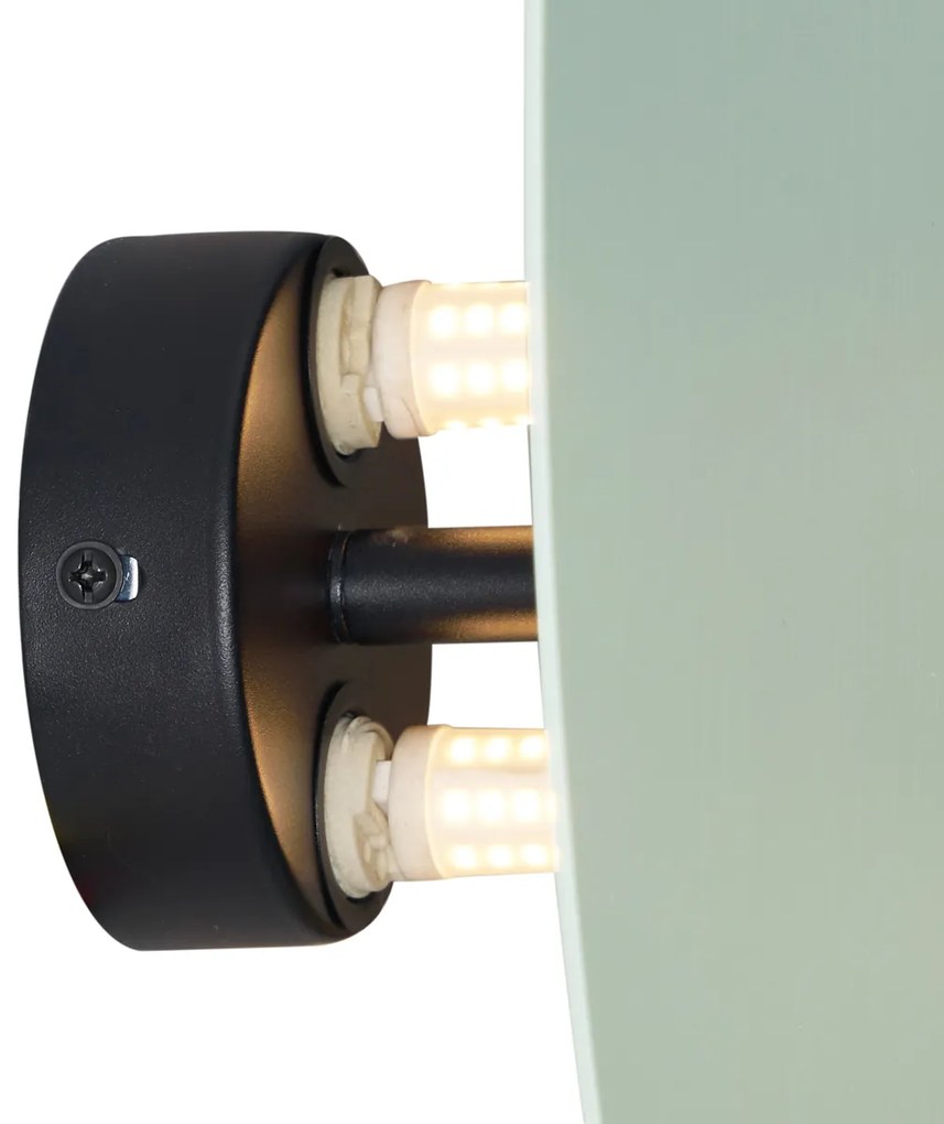 Dizajnové nástenné svietidlo zelené organické 20 cm 2-svetlá - Pulley