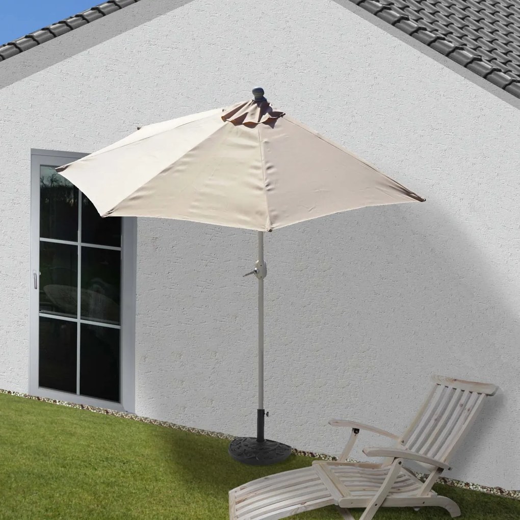 Slnečník polkruh Parla - polyester/hliník - 300cm krémová so stojanom